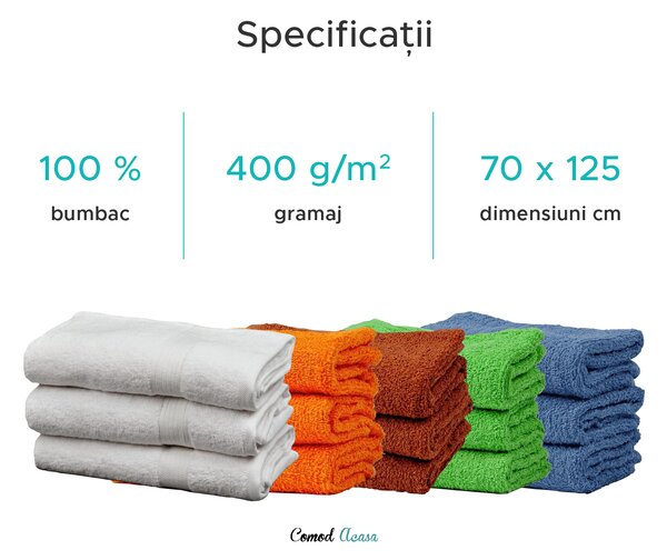 Prosop SOFT 70x125 cm alb, 100% bumbac