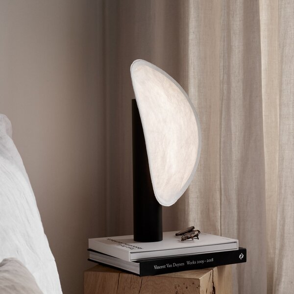 New Works Lampa de birou cu baterie LED Tense, alb/negru, 43 cm, reglabil, Alb, Camera de zi / sufragerie, Aluminiu, Design
