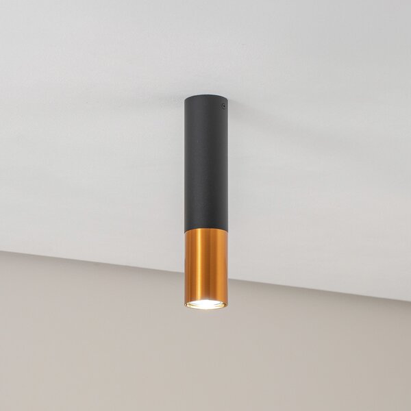 Euluna Thalassa Downlight 1flg negru/cupru 29cm, reglabil, Negru, Camera de zi / sufragerie, Metal, Modern