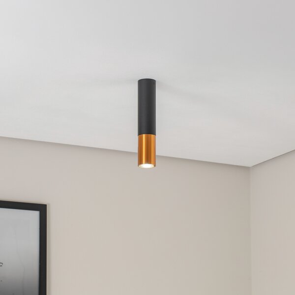 Euluna Thalassa Downlight 1flg negru/cupru 29cm, reglabil, Negru, Camera de zi / sufragerie, Metal, Modern