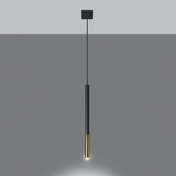 Euluna Thalassa lampă suspendată 1 bec G9 negru/auriu, reglabil, Negru, Camera de zi / sufragerie, Metal, Modern