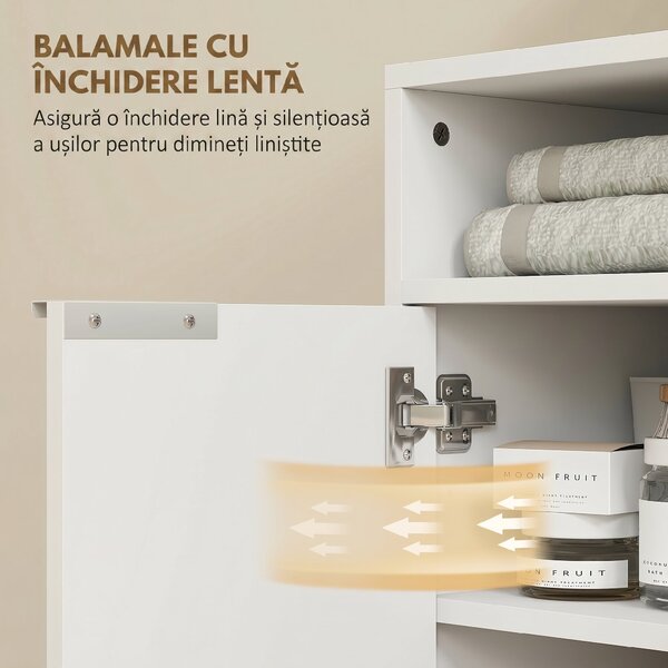 HOMCOM Dulap de Baie Sub Chiuvetă cu Raft Interior Ajustabil Alb | Aosom Romania