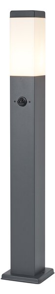 Lampă de exterior gri închis cu sticlă opal 80cm IP44 cu priză și senzor de mișcare - Malios