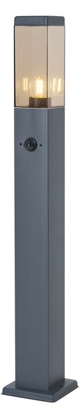Lampă de exterior gri închis cu sticlă fumurie 80cm IP44 cu priză și senzor de mișcare - Malios