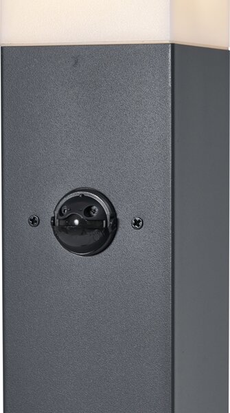 Lampă de exterior gri închis cu sticlă opal 80cm IP44 cu priză și senzor de mișcare - Malios