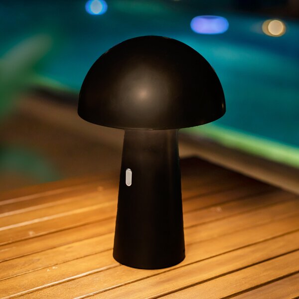 Newgarden Shitake lampă masă LED acumul IP44 negru, reglabil, Negru, Plastic, Modern