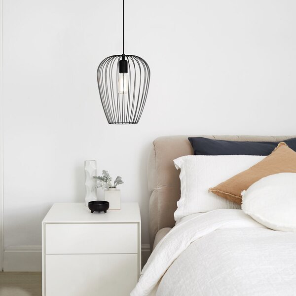 Beacon Lighting Suspensie Callam Ø 27,5 cm, negru, metal, reglabil, Negru, Camera de zi / sufragerie, Metal, Modern