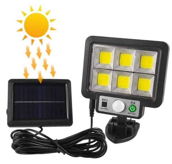 Proiector solar 120 LED 6 COB senzor de lumina si miscare