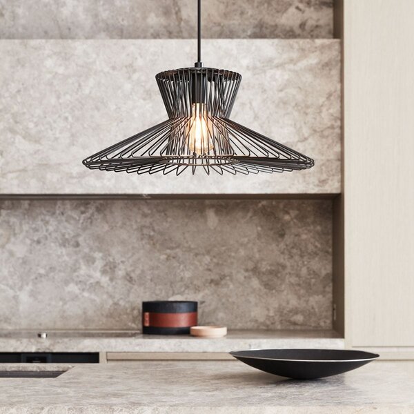 Beacon Lighting Lampă suspendată Pheonix Flair negru, metal, Ø 50 cm, reglabil, Negru, Camera de zi / sufragerie, Metal, Modern