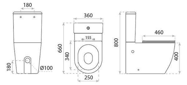 Set vas WC monobloc, Spectrum, Robin 2.0, Turbo Flush, cu capac și rezervor, alb