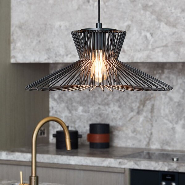Beacon Lighting Lampă suspendată Pheonix Flair negru, metal, Ø 50 cm, reglabil, Negru, Camera de zi / sufragerie, Metal, Modern