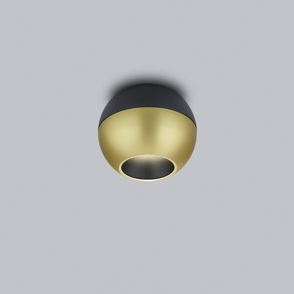 Helestra Eto spot LED tavan Ø10cm 927 auriu-negru, reglabil, Auriu / Alamă, Camera de zi / sufragerie, Aluminiu, Modern, glob