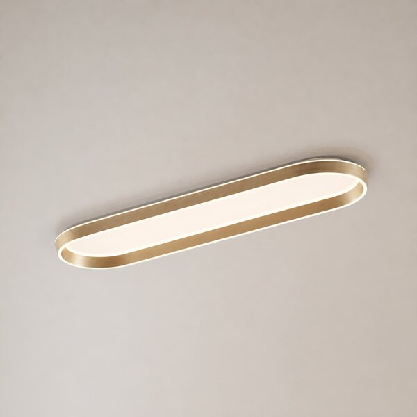 Lucande Plafonieră LED Rylan, 112 cm, alamă, dimabilă, CCT, reglabil, Auriu / Alamă, Camera de zi / sufragerie, Metal, Modern