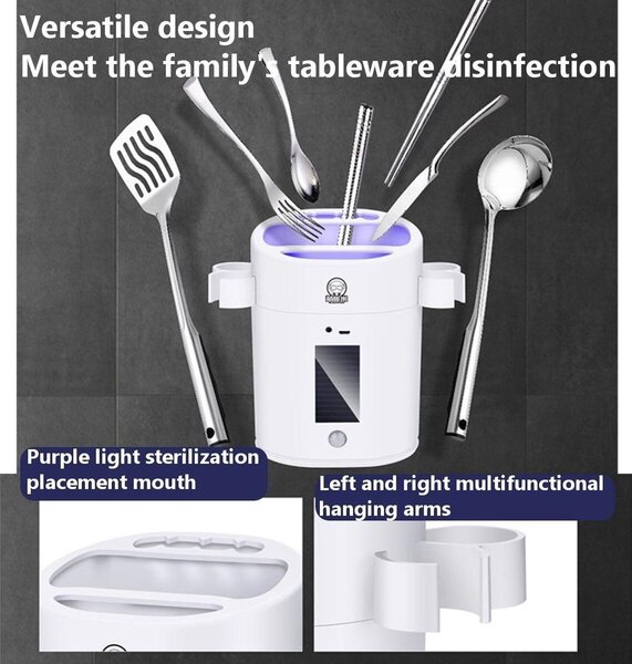 Suport cu sterilizator UV si uscator pentru tacamuri