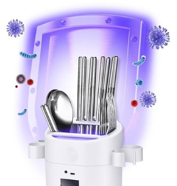 Suport cu sterilizator UV si uscator pentru tacamuri