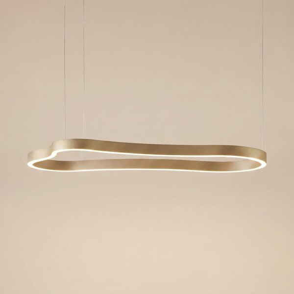 Lucande Lampă suspendată LED Vikali, auriu, CCT, dimabilă, 90x45 cm, reglabil, Auriu / Alamă, Camera de zi / sufragerie, Metal, Modern