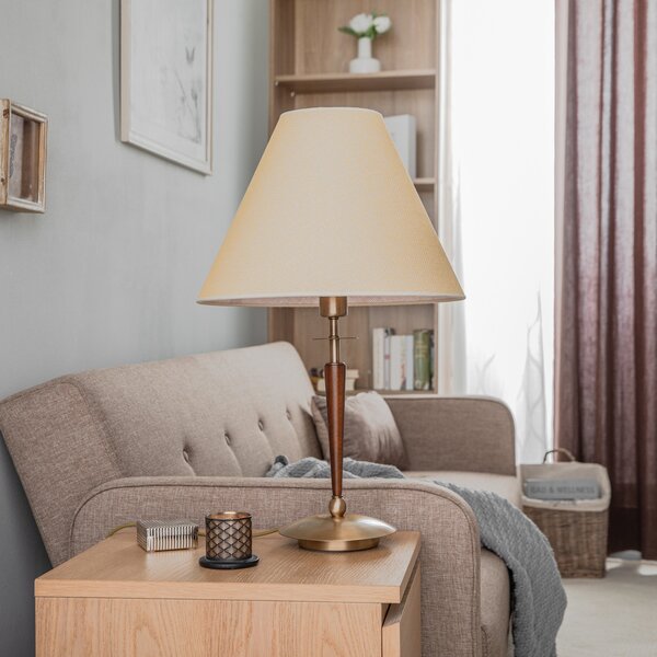 Avonni Lampa de masă HML-9009-1EB cu abajur din material textil, Bronz / Alamă Veche, Camera de zi / sufragerie, Metal