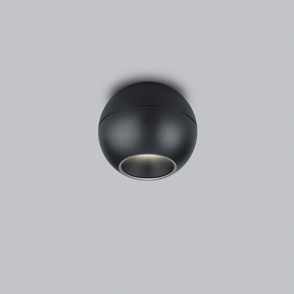 Helestra Eto spot LED tavan Ø10cm 927 negru, reglabil, Negru, Camera de zi / sufragerie, Aluminiu, Modern, glob