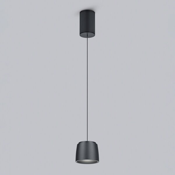 Helestra Ove lampă suspendată LED Ø9,5cm 927 negru, reglabil, Negru, Camera de zi / sufragerie, Aluminiu, Modern
