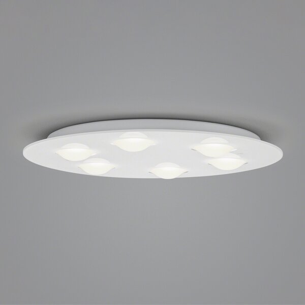 Helestra Nomi plafonieră LED Ø49cm dim alb, reglabil, Alb, Camera de zi / sufragerie, Metal, Modern, Plafon cu flacără multiplă