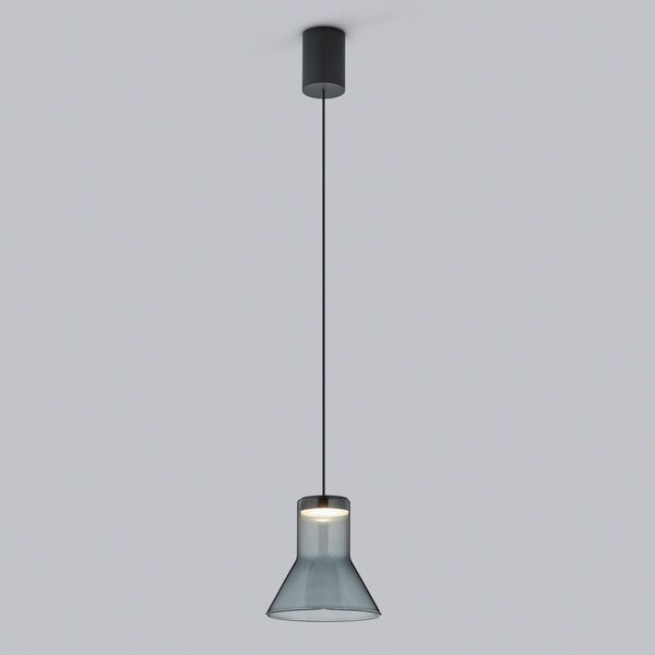 Helestra Fou suspendată LED sticlă fum 13x13,5 cm, Gri, Camera de zi / sufragerie, Sticlă, Modern