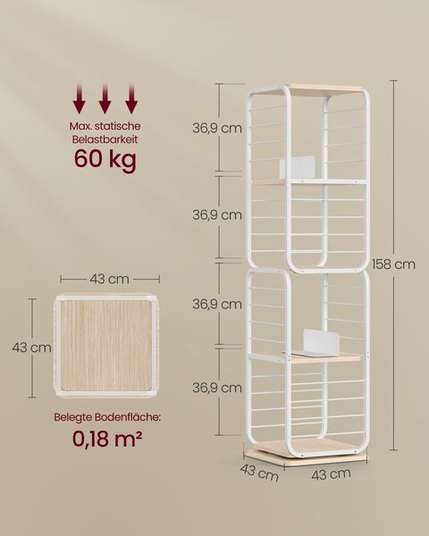 Biblioteca Vasagle Alb 43x43x158 cm