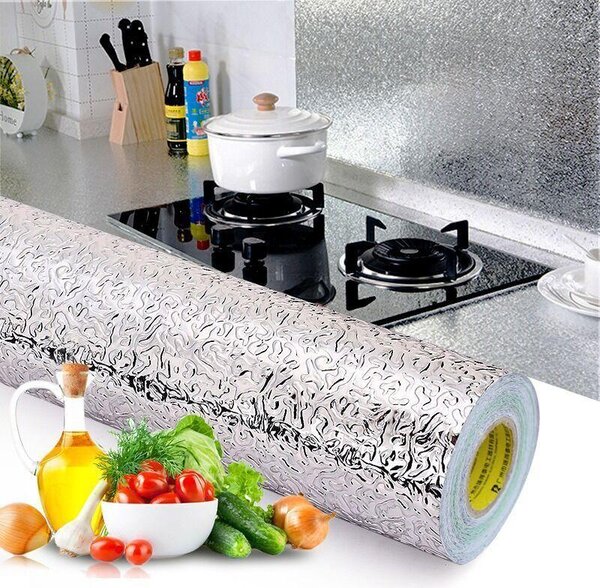 Folie de aluminiu autoadeziva bucatarie 60 x 300 cm