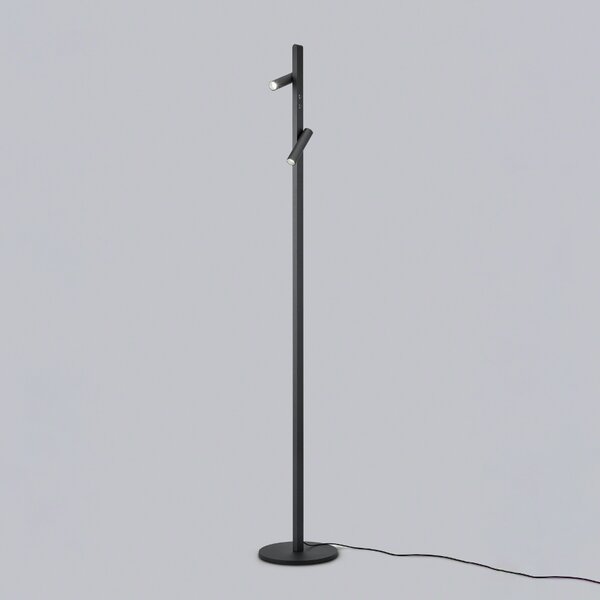 Helestra Coni lampadar LED 2 spoturi 160 cm negru, reglabil, Negru, Camera de zi / sufragerie, Aluminiu, Modern