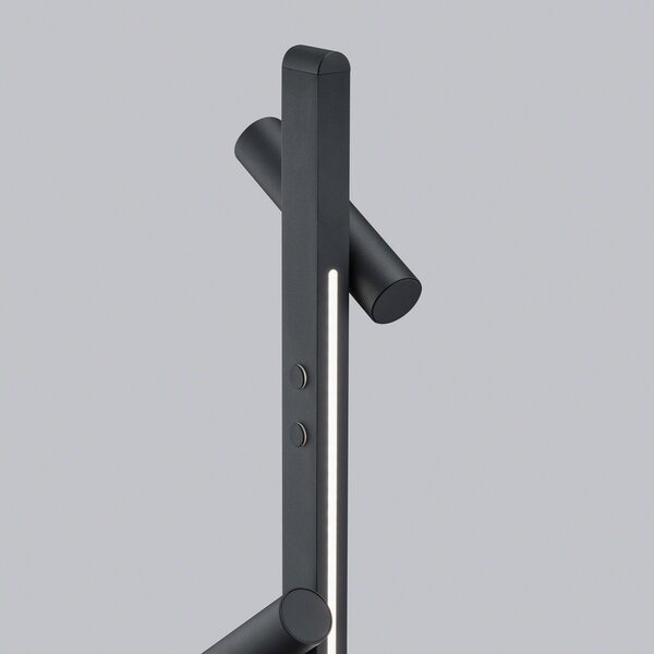Helestra Coni lampadar LED 2 spoturi 160 cm negru, reglabil, Negru, Camera de zi / sufragerie, Aluminiu, Modern