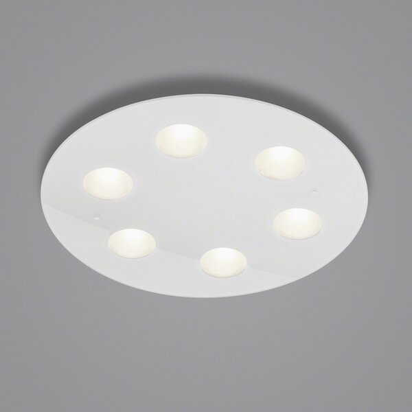 Helestra Nomi plafonieră LED Ø49cm dim alb, reglabil, Alb, Camera de zi / sufragerie, Metal, Modern, Plafon cu flacără multiplă