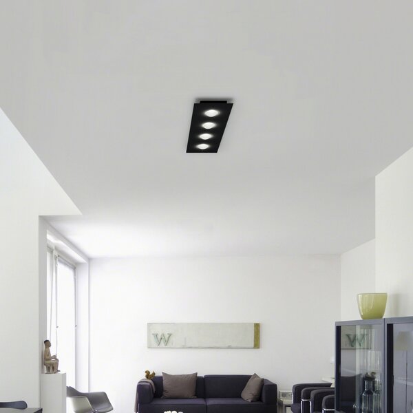 Helestra Nomi plafonieră LED 75x21 cm dim negru, reglabil, Negru, Camera de zi / sufragerie, Metal, Modern, Plafon cu flacără multiplă