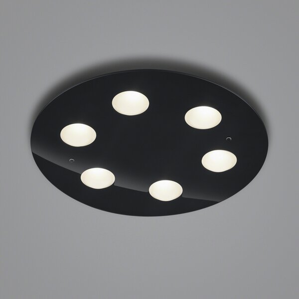 Helestra Nomi plafonieră LED Ø49cm dim negru, reglabil, Negru, Camera de zi / sufragerie, Metal, Modern, Plafon cu flacără multiplă