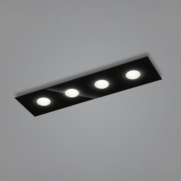 Helestra Nomi plafonieră LED 75x21 cm dim negru, reglabil, Negru, Camera de zi / sufragerie, Metal, Modern, Plafon cu flacără multiplă