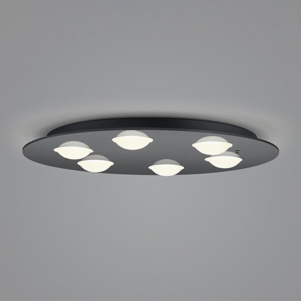 Helestra Nomi plafonieră LED Ø49cm dim negru, reglabil, Negru, Camera de zi / sufragerie, Metal, Modern, Plafon cu flacără multiplă