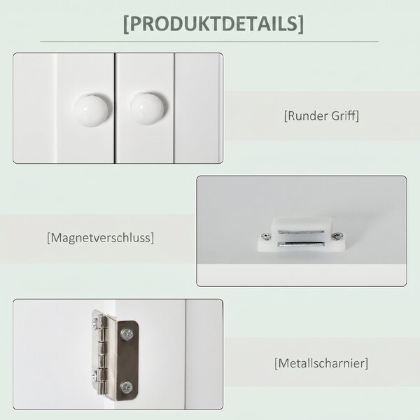 Kleankin Dulap de Baie Suspendat cu Dulăpior, 2 Uși cu Închidere Magnetică și Raft Deschis, 60x20x70.5 cm, Alb | Aosom Romania