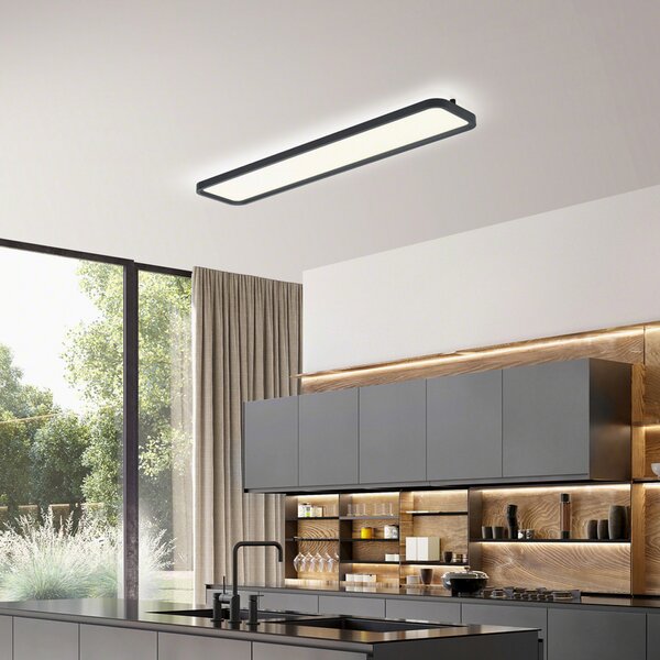 Helestra Vesp panou LED backlight 120x26cm negru, reglabil, Negru, Camera de zi / sufragerie, Aluminiu, Modern