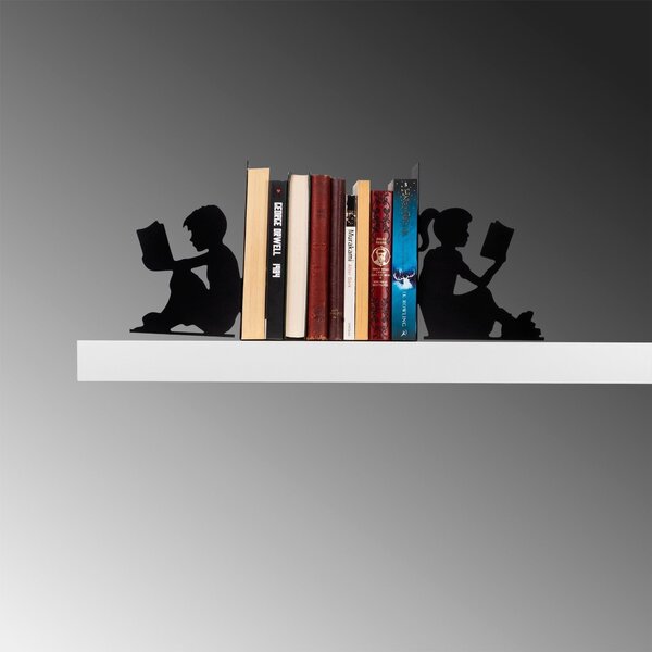 Suport carti KITAP-10, negru, metal, 41x14x22 cm