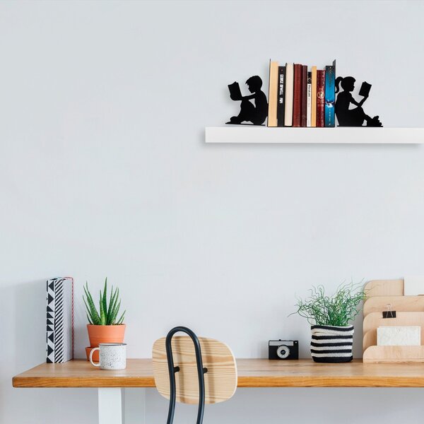 Suport carti KITAP-10, negru, metal, 41x14x22 cm