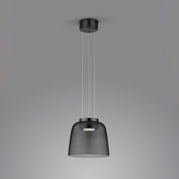 Helestra Oda lampă suspendată negru abajur sticlă, reglabil, Negru, Camera de zi / sufragerie, Aluminiu, Modern