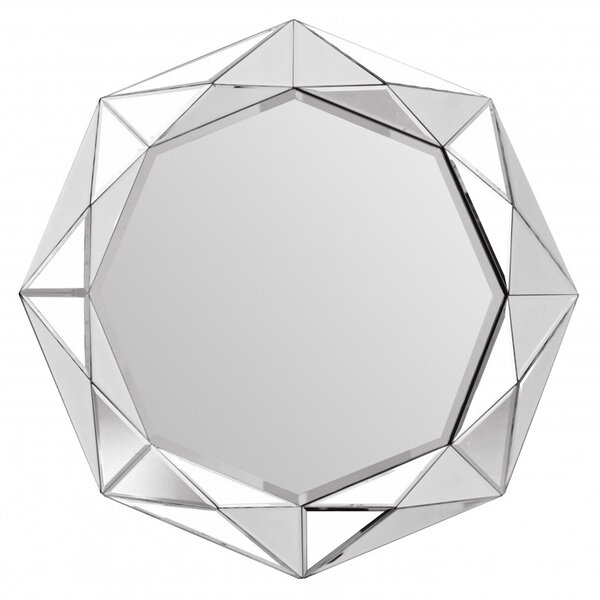 Oglinda cu rama din sticla argintie Heracles, 5cm (L / D) x 80cm (l) x 80cm (H)