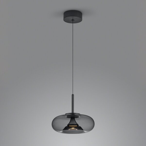 Helestra Sica lampă suspendată LED negru/gri fum, reglabil, Negru, Camera de zi / sufragerie, Aluminiu, Modern