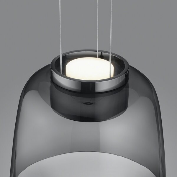 Helestra Oda lampă suspendată negru abajur sticlă, reglabil, Negru, Camera de zi / sufragerie, Aluminiu, Modern
