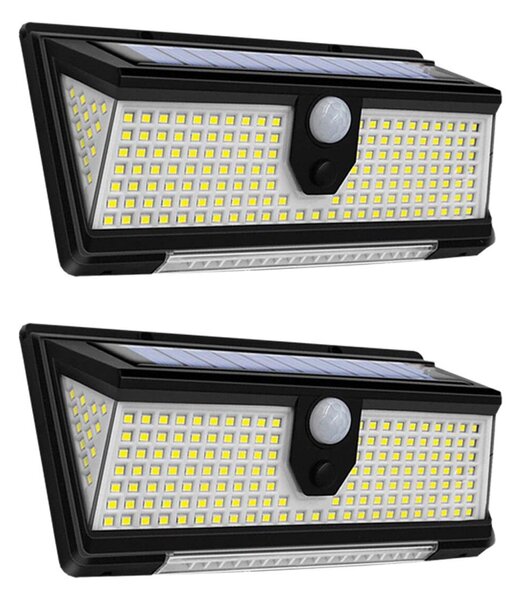 Set 2 x Lampa solara de perete 190 LED SMD, senzor de miscare