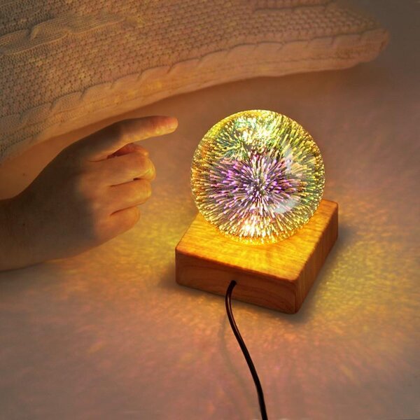 Lampa decorativa de masa, glob cu lumina foc de artificii