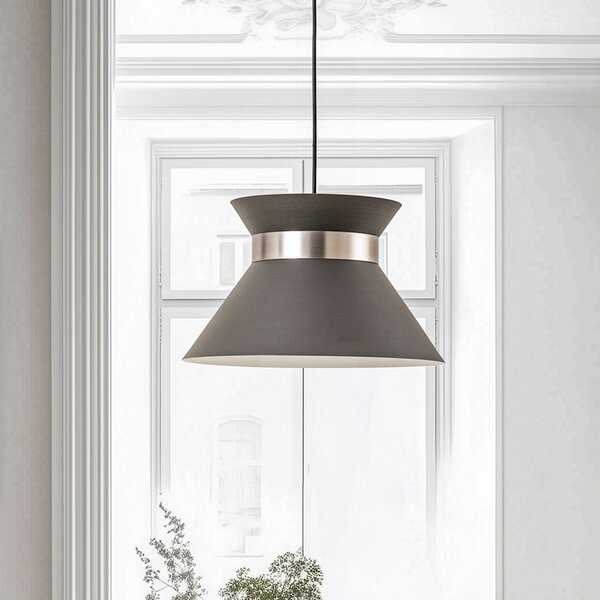 Luminex Lampă suspendată Avery cu abajur metalic antracit/nichel, reglabil, Negru, Camera de zi / sufragerie, Metal, Modern