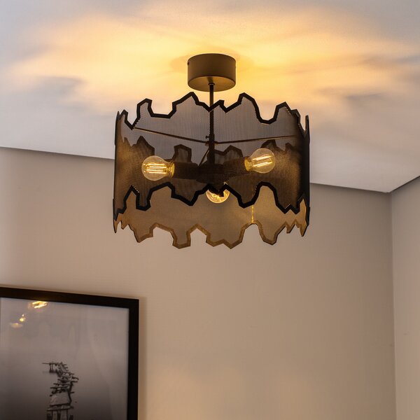 Luminex Plafonieră Wesley cu abajur special, reglabil, Negru, Camera de zi / sufragerie, Metal, Modern