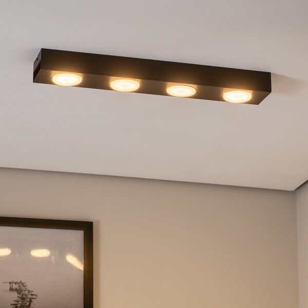 Luminex Downlight Ian în negru, cu 4 becuri, reglabil, Negru, Camera de zi / sufragerie, Metal, Modern