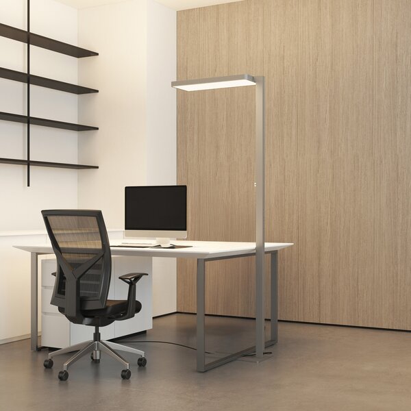 Arcchio Lampadar LED Timon, 54W, argintiu, înălțime 195 cm, reglabil, Gri, Studiu / Birou, Aluminiu, Modern, Umbrelă în picioare