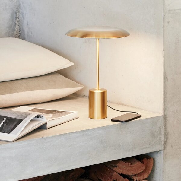 Beacon Lighting Lampă de masă cu LED Smith din metal culoare bronz Port USB, reglabil, Bronz / Alamă Veche, Camera de zi / sufragerie, Metal, Modern, Birou de masă