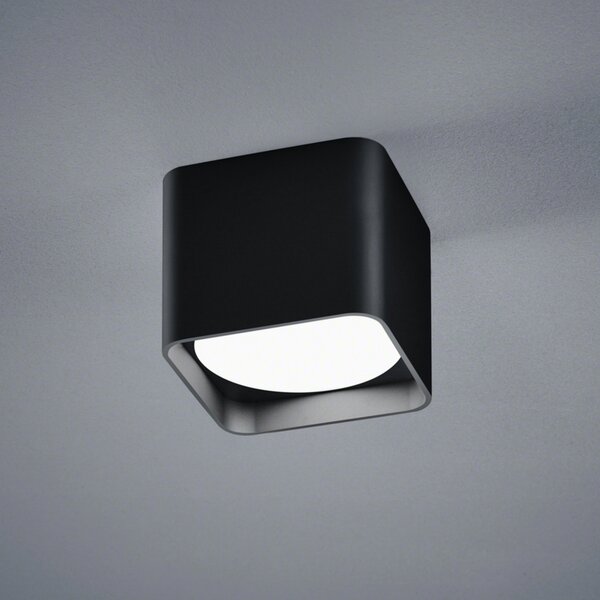 Helestra Dora plafonieră LED unghiulară, negru mat, Negru, Camera de zi / sufragerie, Aluminiu, Modern